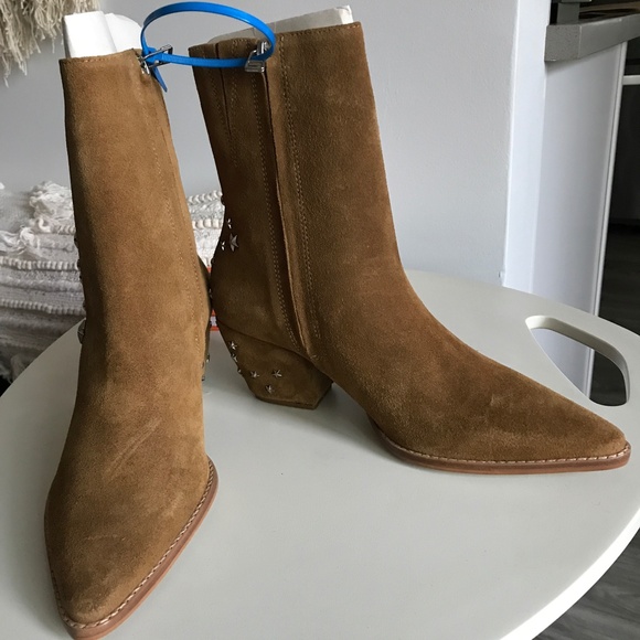 Matisse Caty Leather Boot Brown Star Studded Womens 8 - Picture 4 of 15